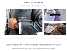 Tablet Screenshot of madetomeasureclothiers.com